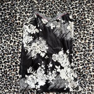 Morgan Taylor Black and White Floral Chemise slip dress